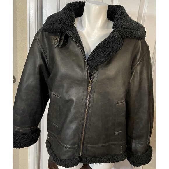 B.M.M. Los Angeles Faux Leather Motorcycle Jacket Brown Mens Medium Lined - Picture 2 of 16